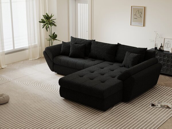 Colțar extensibil dumonde cu ladă de depozitare Loana Monte Negru II 270x185 cm