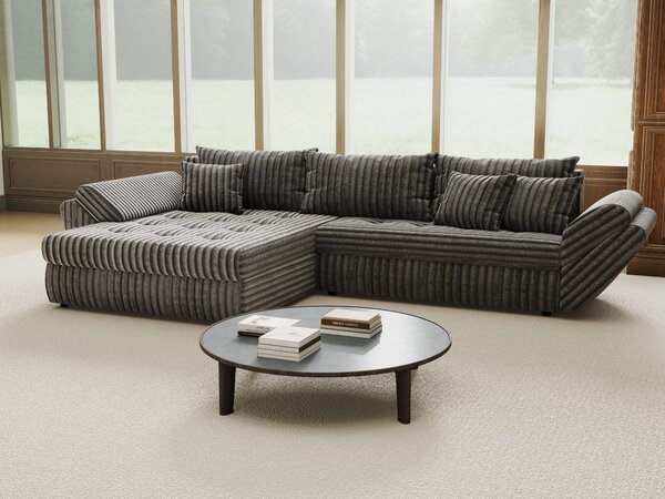 Colțar extensibil dumonde cu ladă de depozitare Loana Tilia Gri 270x185 cm