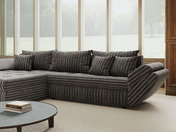 Colțar extensibil dumonde cu ladă de depozitare Loana Tilia Gri 270x185 cm