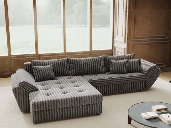 Colțar extensibil dumonde cu ladă de depozitare Loana Tilia Gri 270x185 cm