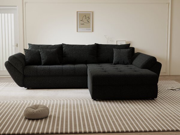 Colțar extensibil dumonde cu ladă de depozitare Loana Monte Negru II 270x185 cm