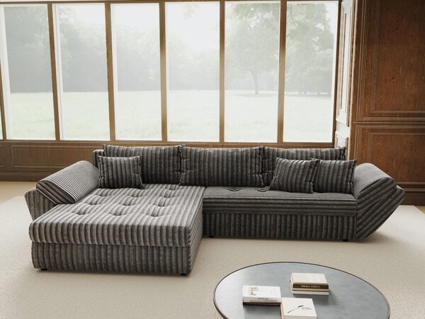 Colțar extensibil dumonde cu ladă de depozitare Loana Tilia Gri 270x185 cm