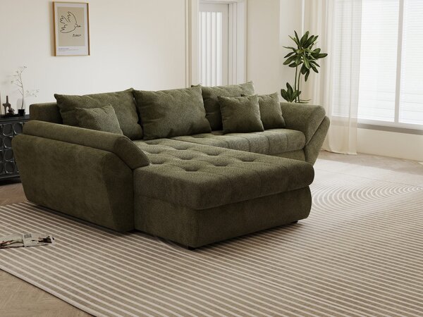 Colțar extensibil dumonde cu ladă de depozitare Loana Vibe Olive 270x185 cm