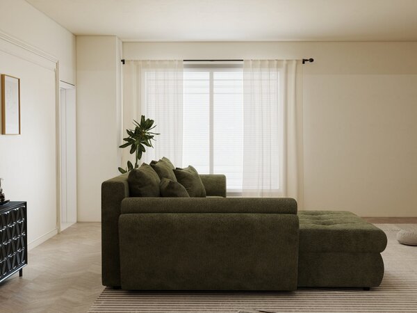 Colțar extensibil dumonde cu ladă de depozitare Loana Vibe Olive 270x185 cm