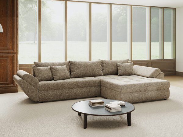 Colțar extensibil dumonde cu ladă de depozitare si sezut confortabil din spuma high-density, Loana Arena Bej II 270x185 cm