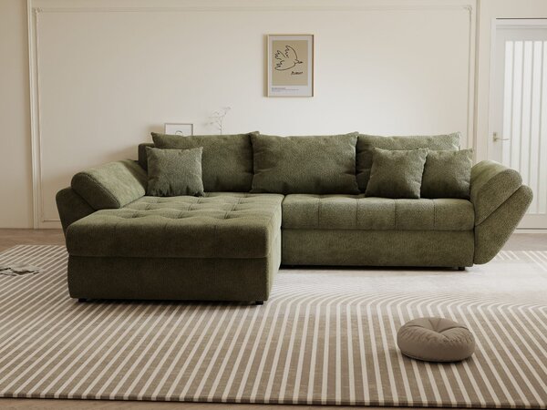 Colțar extensibil dumonde cu ladă de depozitare Loana Vibe Olive 270x185 cm