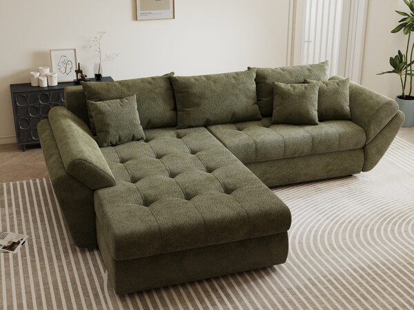 Colțar extensibil dumonde cu ladă de depozitare Loana Vibe Olive 270x185 cm