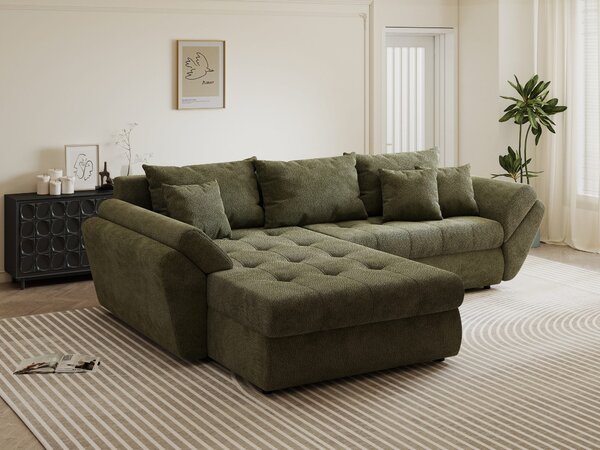 Colțar extensibil dumonde cu ladă de depozitare Loana Vibe Olive 270x185 cm