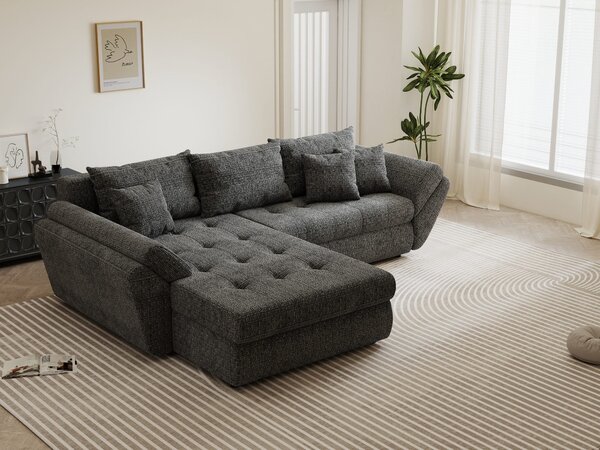 Colțar extensibil dumonde cu ladă de depozitare Loana Cremona Gri 270x185 cm