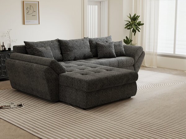 Colțar extensibil dumonde cu ladă de depozitare Loana Cremona Gri 270x185 cm