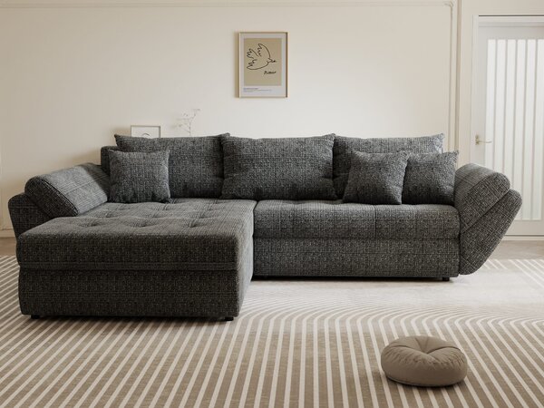 Colțar extensibil dumonde cu ladă de depozitare Loana Cremona Gri 270x185 cm