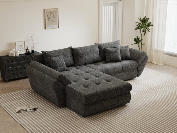 Colțar extensibil dumonde cu ladă de depozitare Loana Cremona Gri 270x185 cm