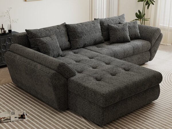 Colțar extensibil dumonde cu ladă de depozitare Loana Cremona Gri 270x185 cm
