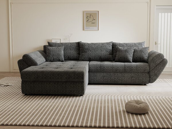 Colțar extensibil dumonde cu ladă de depozitare Loana Cremona Gri 270x185 cm