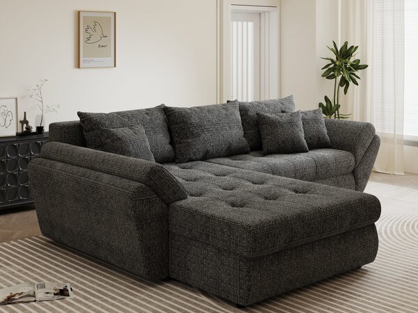 Colțar extensibil dumonde cu ladă de depozitare Loana Cremona Gri 270x185 cm