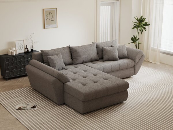 Colțar extensibil dumonde cu ladă de depozitare Loana Monte Gri 270x185 cm
