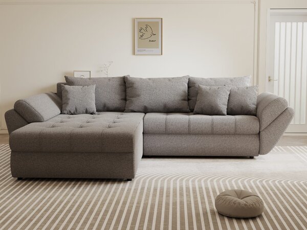 Colțar extensibil dumonde cu ladă de depozitare Loana Monte Gri 270x185 cm