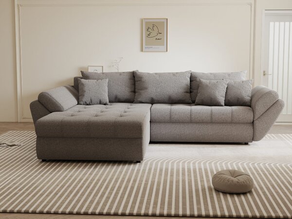 Colțar extensibil dumonde cu ladă de depozitare Loana Monte Gri 270x185 cm