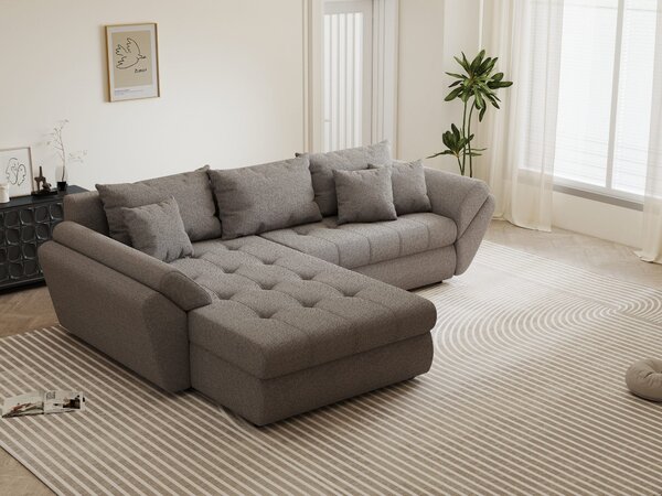 Colțar extensibil dumonde cu ladă de depozitare Loana Monte Gri 270x185 cm