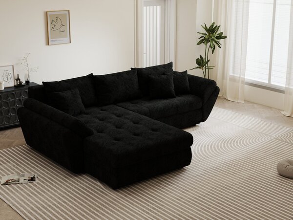 Colțar extensibil dumonde cu ladă de depozitare Loana Quelle Negru 270x185 cm