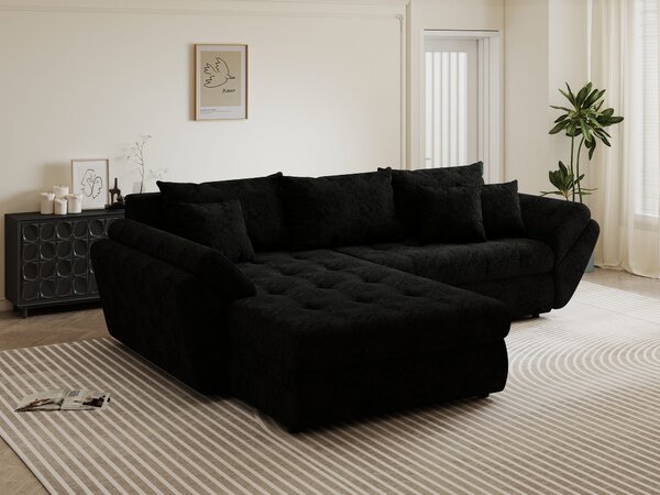 Colțar extensibil dumonde cu ladă de depozitare Loana Quelle Negru 270x185 cm