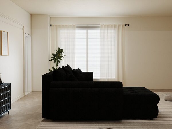 Colțar extensibil dumonde cu ladă de depozitare Loana Quelle Negru 270x185 cm