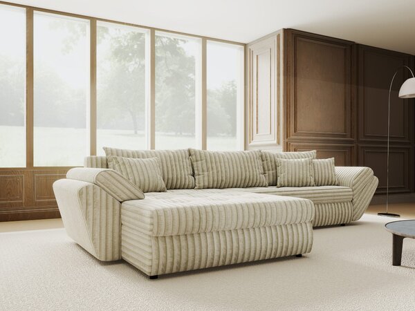 Colțar extensibil dumonde cu ladă de depozitare Loana Tilia Bej 270x185 cm