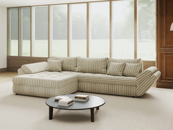 Colțar extensibil dumonde cu ladă de depozitare Loana Tilia Bej 270x185 cm