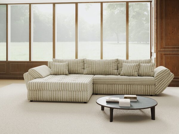 Colțar extensibil dumonde cu ladă de depozitare Loana Tilia Bej 270x185 cm