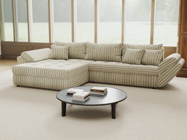 Colțar extensibil dumonde cu ladă de depozitare Loana Tilia Bej 270x185 cm