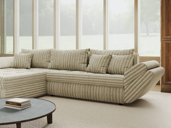 Colțar extensibil dumonde cu ladă de depozitare Loana Tilia Bej 270x185 cm