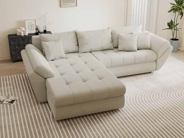 Colțar extensibil dumonde cu ladă de depozitare Loana Vibe Bej 270x185 cm