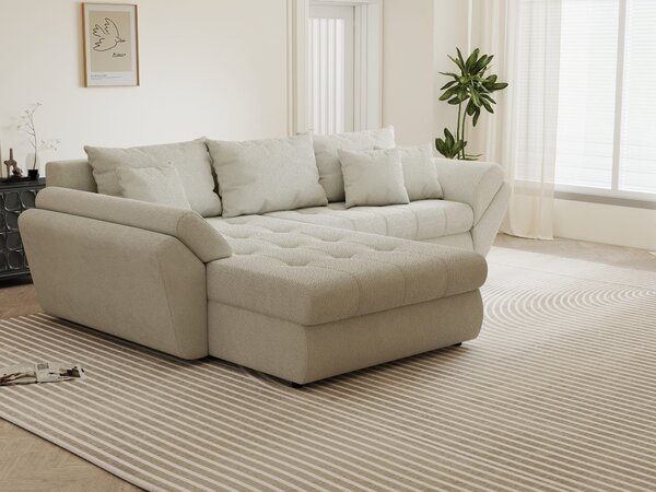 Colțar extensibil dumonde cu ladă de depozitare Loana Vibe Bej 270x185 cm
