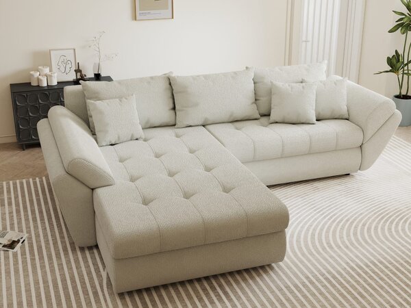 Colțar extensibil dumonde cu ladă de depozitare Loana Vibe Bej 270x185 cm