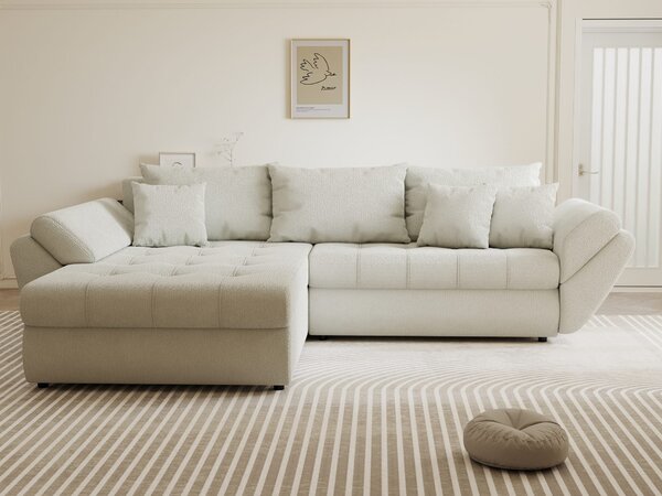 Colțar extensibil dumonde cu ladă de depozitare Loana Vibe Bej 270x185 cm