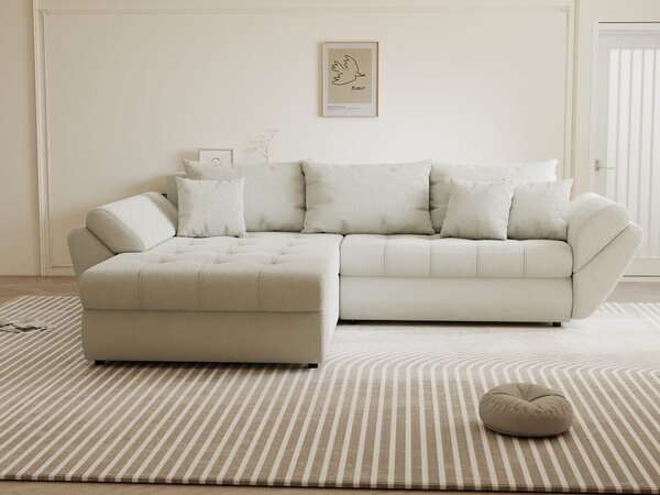 Colțar extensibil dumonde cu ladă de depozitare Loana Vibe Bej 270x185 cm