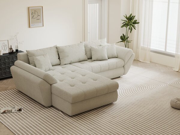 Colțar extensibil dumonde cu ladă de depozitare Loana Vibe Bej 270x185 cm