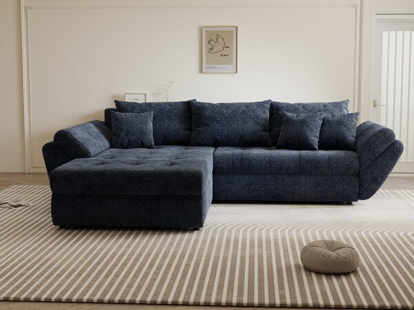 Colțar extensibil dumonde cu ladă de depozitare Loana Cremona Albastru 270x185 cm