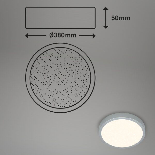 Plafonieră LED dimabilă RUNA LED/22W/230V argintiu Briloner 3704-014 + telecomandă