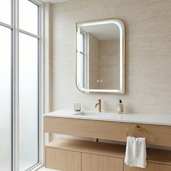 Oglindă LED ZONE 70X50 BRUSH GOLD