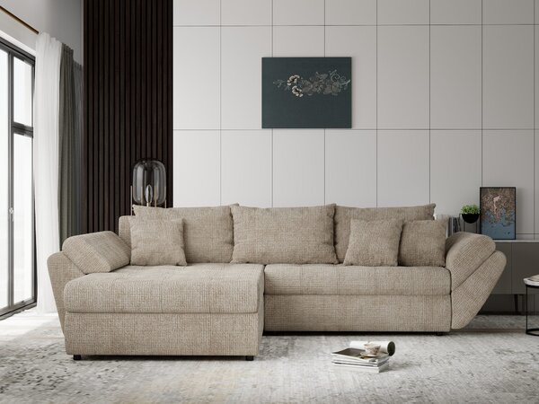 Colțar extensibil dumonde cu ladă de depozitare Loana Cremona Bej 270x185 cm