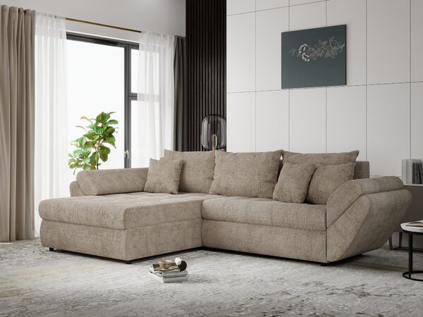 Colțar extensibil dumonde cu ladă de depozitare Loana Cremona Bej 270x185 cm