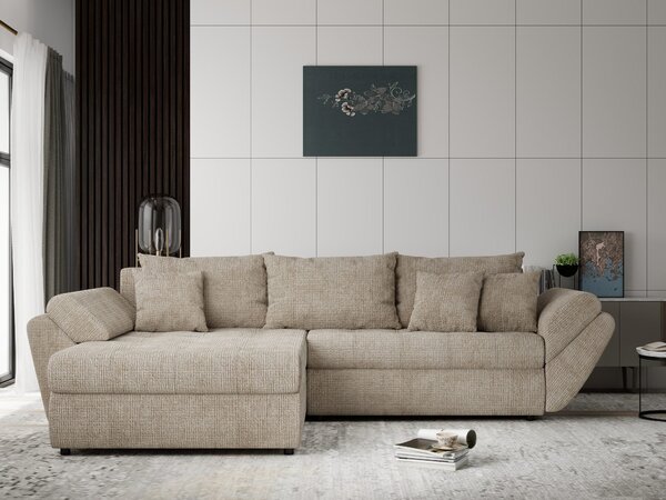 Colțar extensibil dumonde cu ladă de depozitare Loana Cremona Bej 270x185 cm