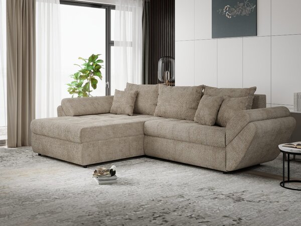 Colțar extensibil dumonde cu ladă de depozitare Loana Cremona Bej 270x185 cm