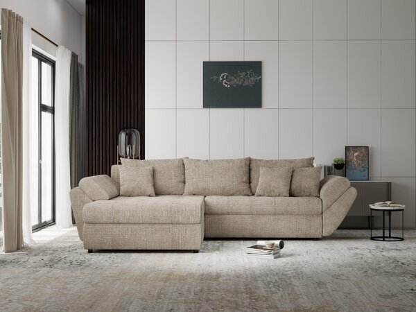 Colțar extensibil dumonde cu ladă de depozitare Loana Cremona Bej 270x185 cm