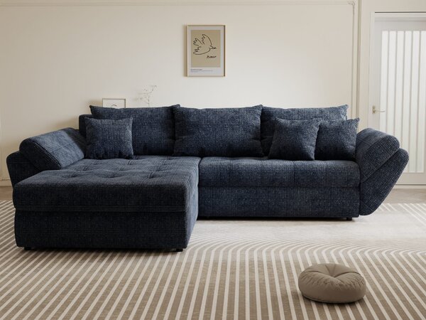 Colțar extensibil dumonde cu ladă de depozitare Loana Cremona Albastru 270x185 cm