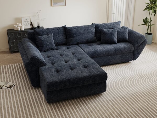 Colțar extensibil dumonde cu ladă de depozitare Loana Cremona Albastru 270x185 cm