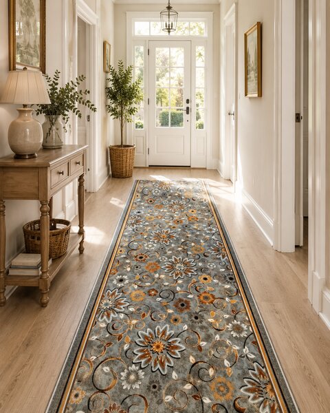 Traversa Model Print Boston, Gri , Suport Pasla, Latime 80 cm, 820 gr mp