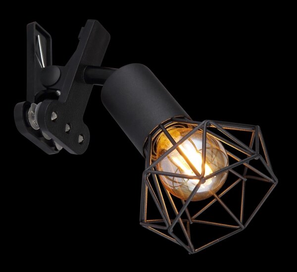 Lampă de perete cu clemă XARA I 1xE14/40W/230V negru Globo 54802SK