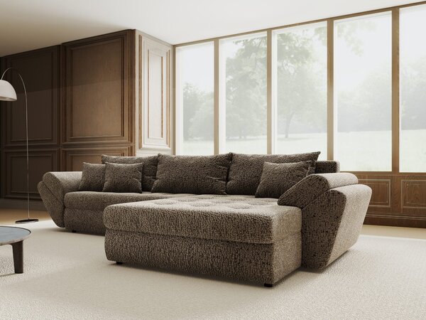 Colțar extensibil dumonde cu ladă de depozitare Loana Jaguar Maro cappuccino II 270x185 cm